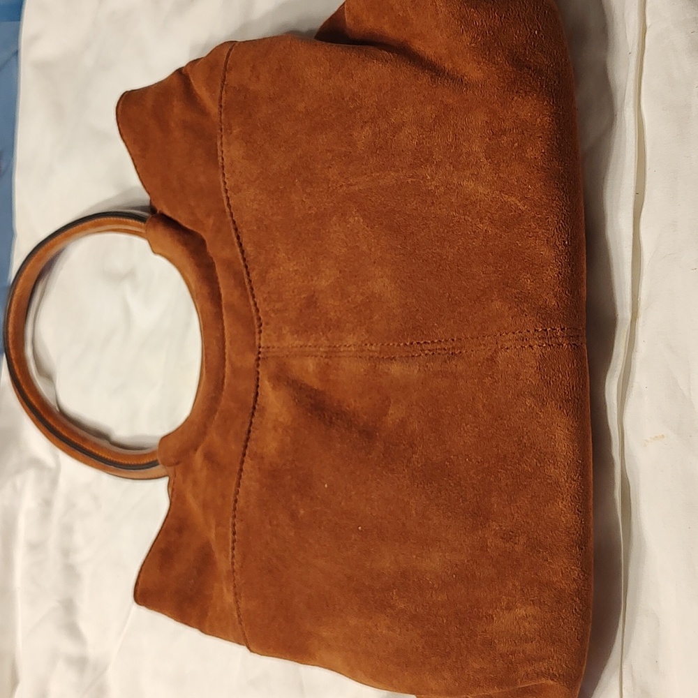 Suede Tote Handbag in Rustic Brown